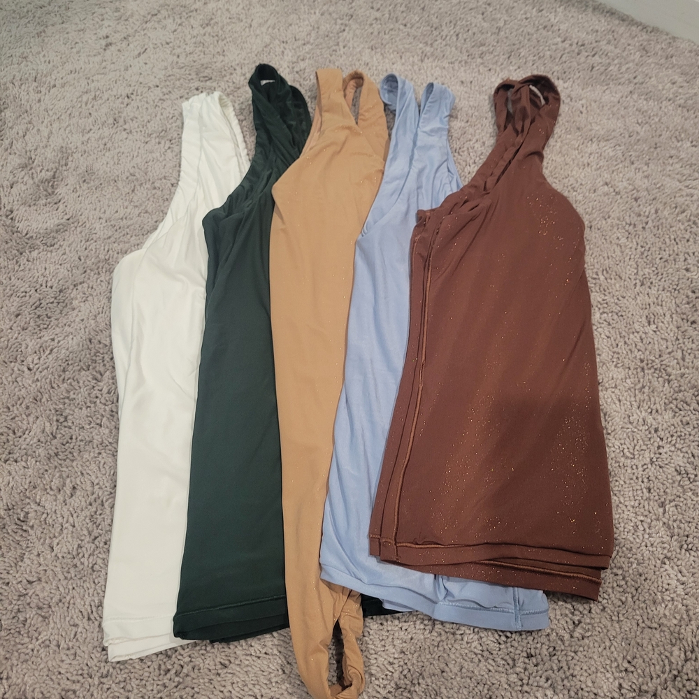 Aerie Green and Blue Fitted Ribbed Tank Top